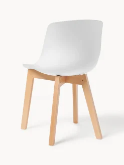 Sillas de plástico con patas de madera Dave, 2 uds.