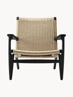 Sillón con asiento y respaldo tejidos a mano CH25