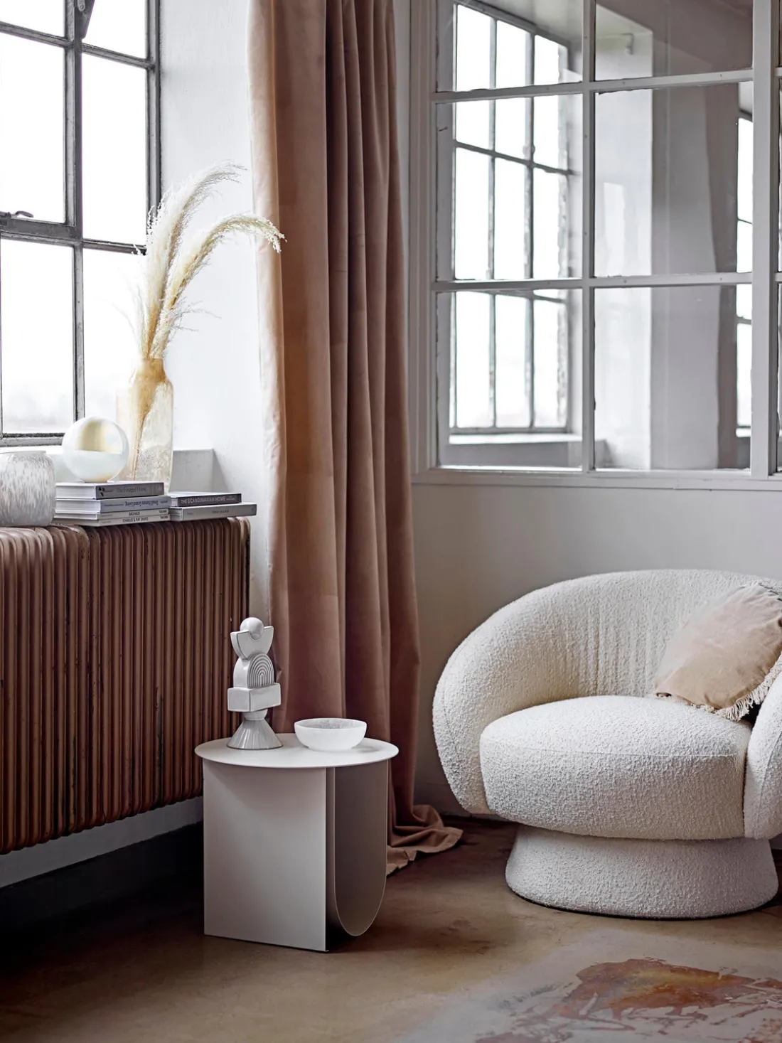 Sillón en tejido bouclé Ted