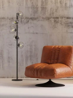 Sillón giratorio de cuero Napa