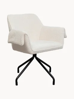 Sillón giratorio en tejido bouclé Bess