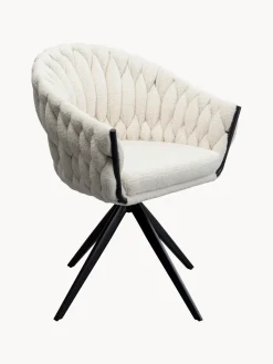 Sillón giratorio en tejido bouclé Dean