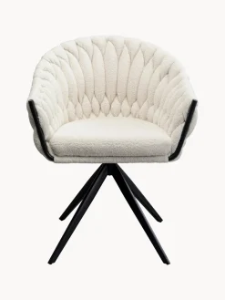 Sillón giratorio en tejido bouclé Dean