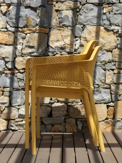 Sillones de jardín apilables con reposabrazos Net, 2 uds.