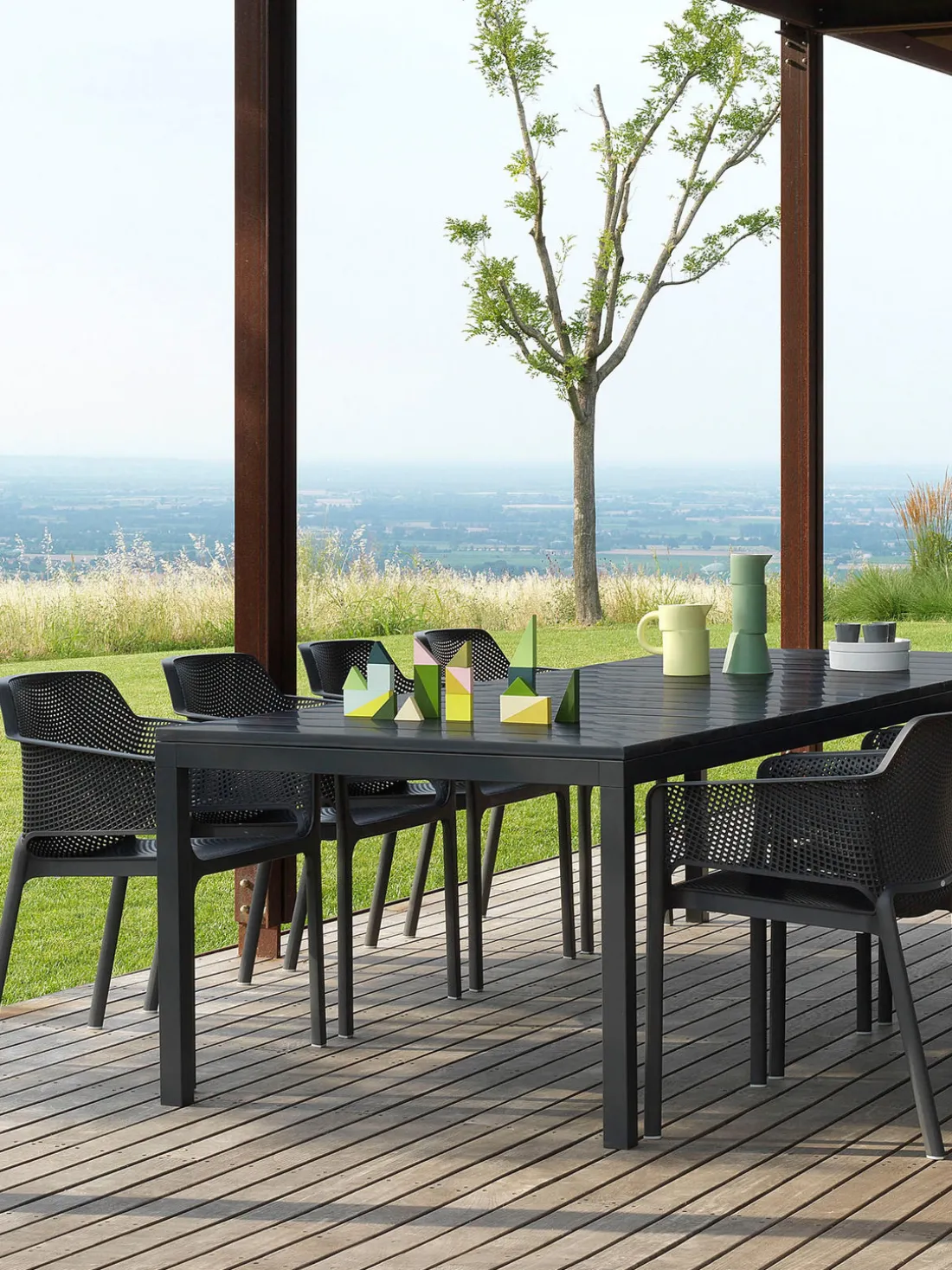 Sillones de jardín apilables con reposabrazos Net, 2 uds.