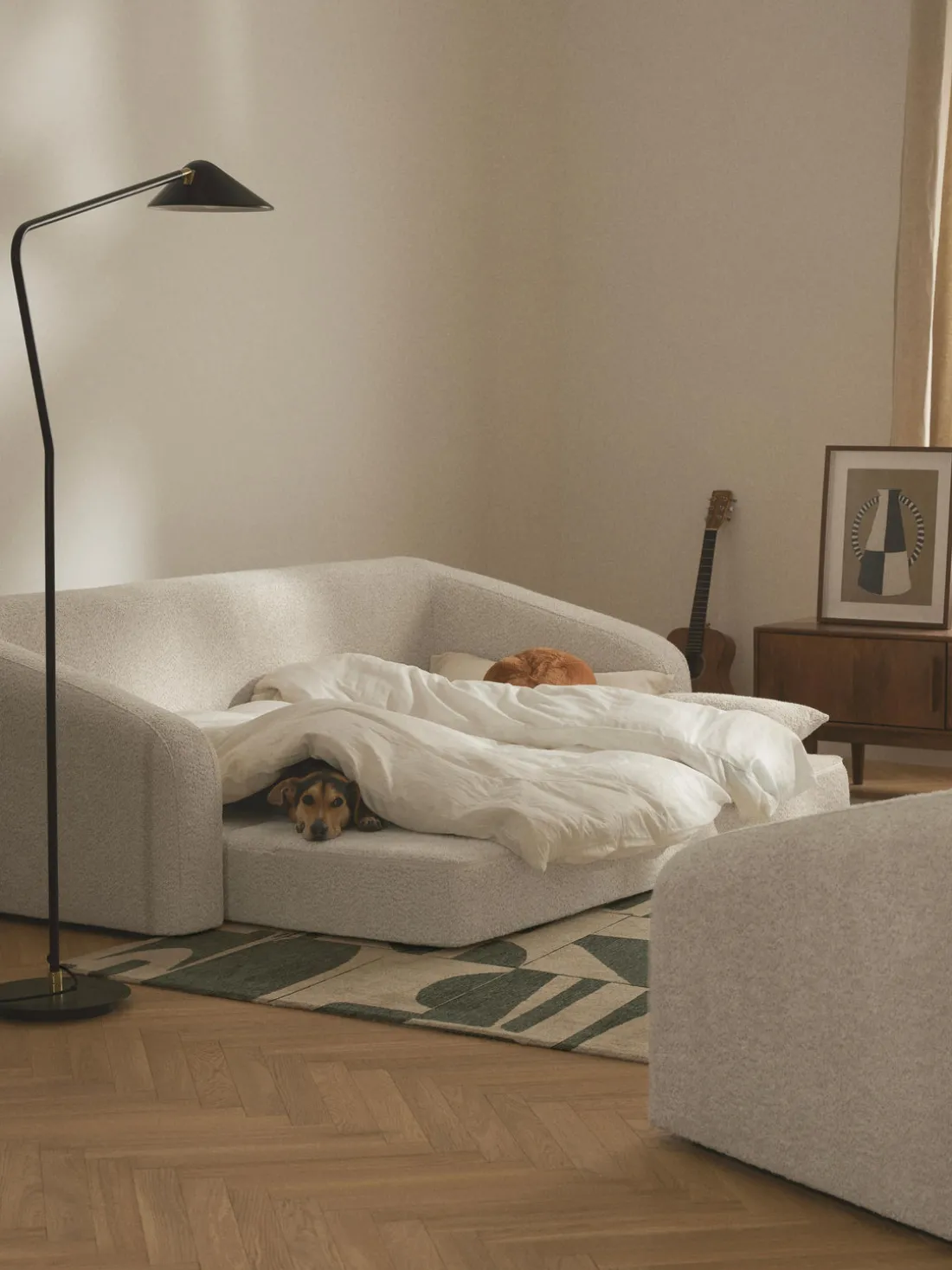 Sofá cama de borreguillo bouclé Eliot (3 plazas)