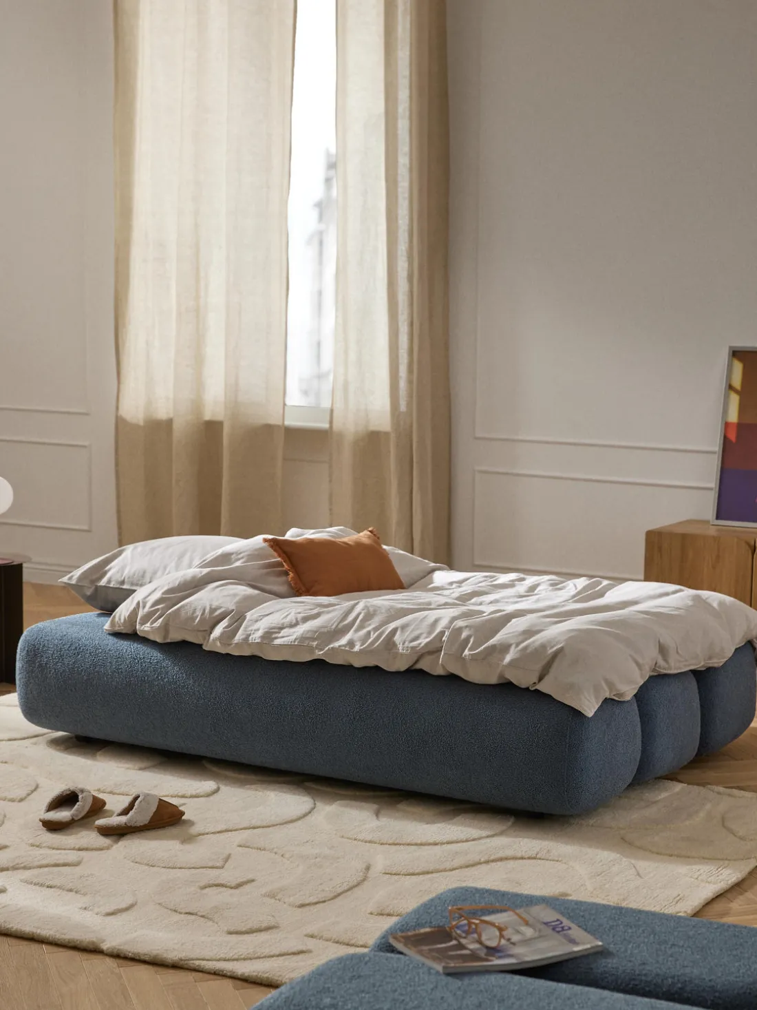 Sofá cama en borreguillo Caterpillar (3 plazas)