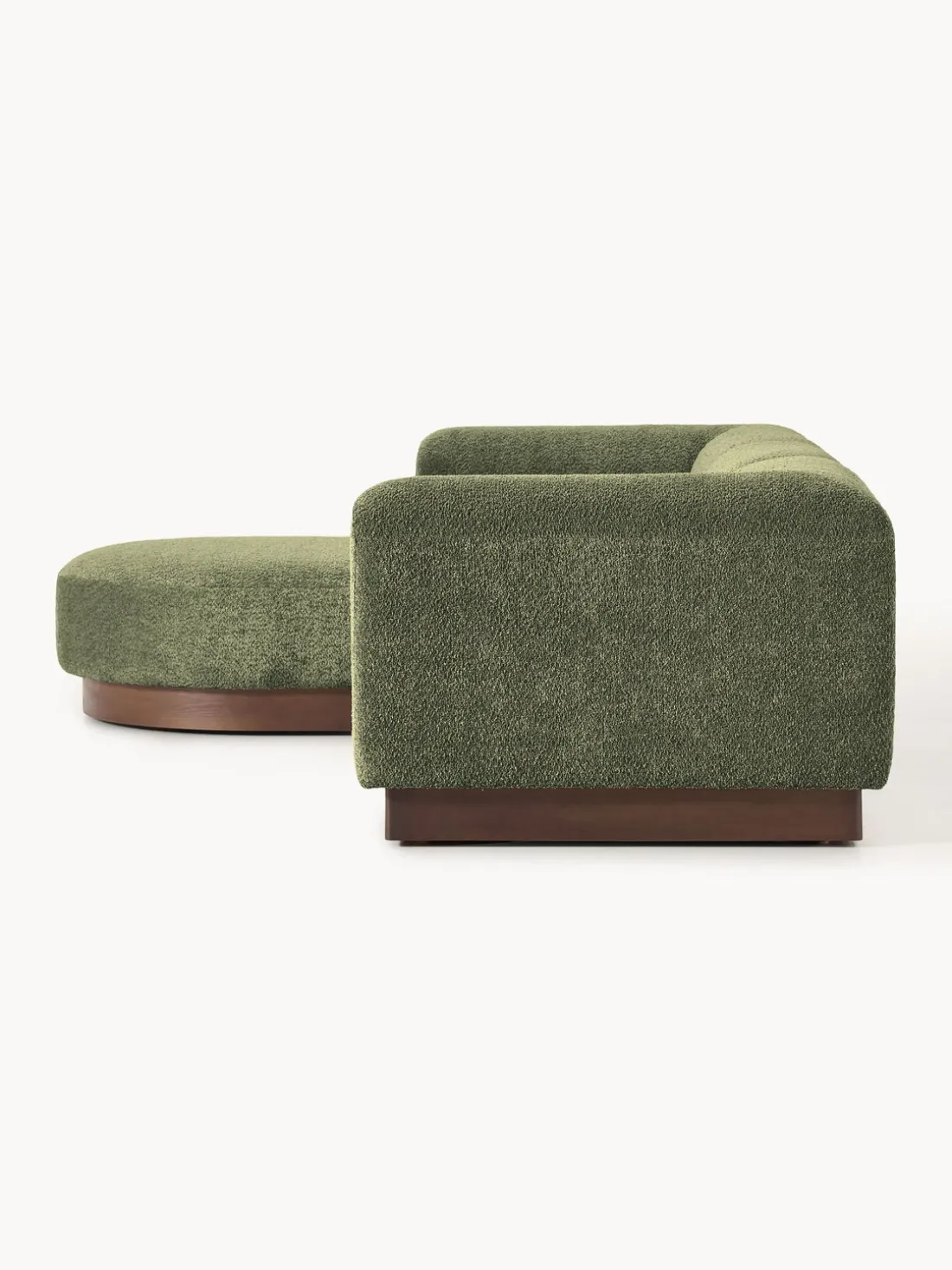 Sofá modular con reposapiés de borreguillo bouclé Natalie (3 plazas)