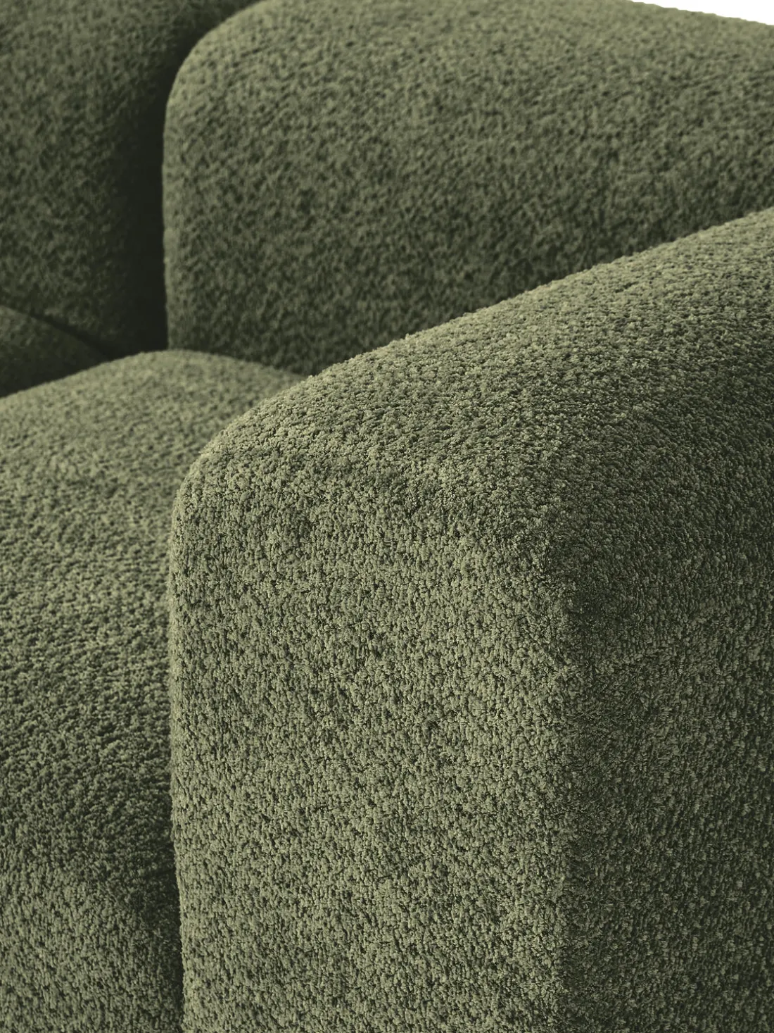 Sofá modular con reposapiés de borreguillo bouclé Natalie (3 plazas)