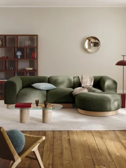 Sofá modular con reposapiés de borreguillo bouclé Natalie (3 plazas)