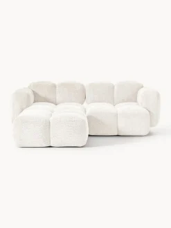 Sofá modular de borreguillo bouclé con reposapiés Tayla (3 plazas)
