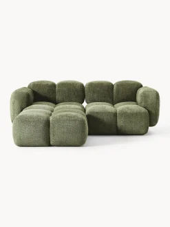 Sofá modular de borreguillo bouclé con reposapiés Tayla (3 plazas)