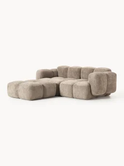 Sofá modular de borreguillo bouclé con reposapiés Tayla (3 plazas)