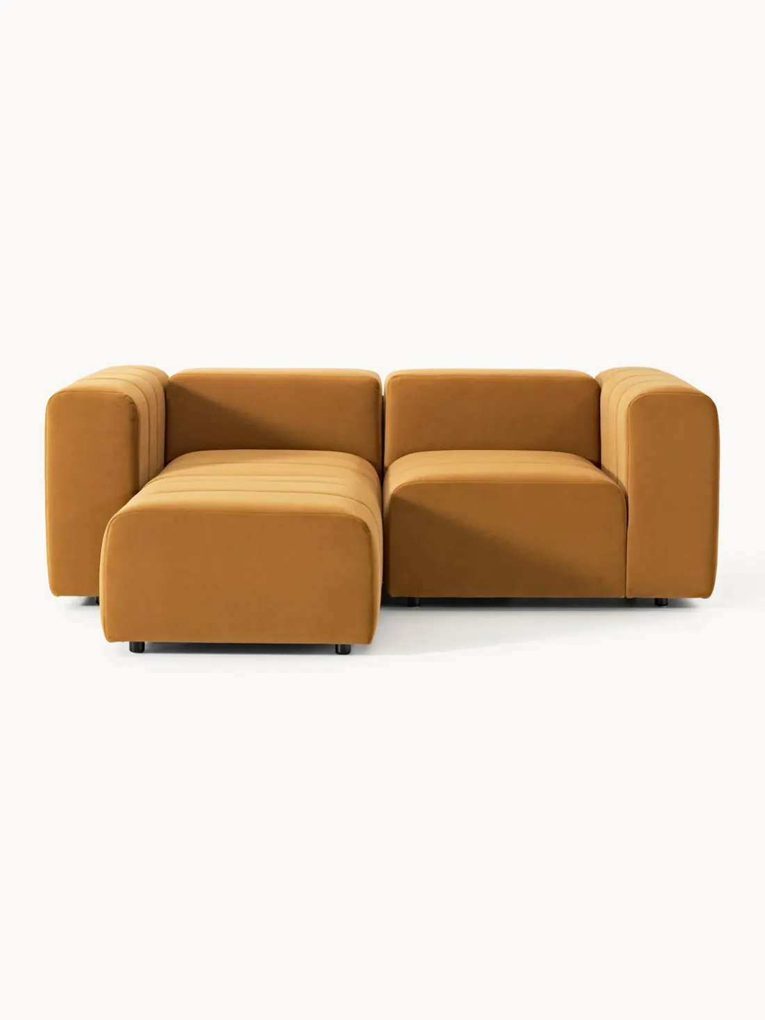 Sofá modular de terciopelo con reposapiés Lena (3 plazas)