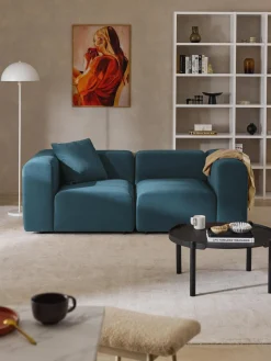 Sofá modular de terciopelo con reposapiés Lena, (3 plazas)