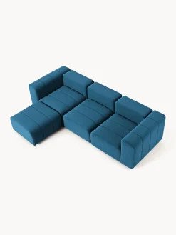 Sofá modular de terciopelo con reposapiés Lena (4 plazas)