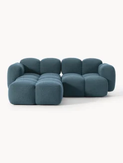 Sofá modular en tejido bouclé con reposapiés Tayla (3 plazas)