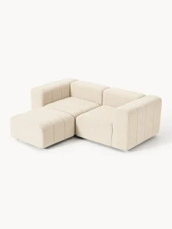 Sofá modular en tejido bouclé con reposapiés izquierdo/derecho Lena (3 plazas)