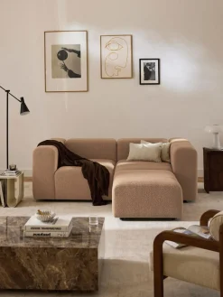 Sofá modular en tejido bouclé con reposapiés izquierdo/derecho Lena (3 plazas)