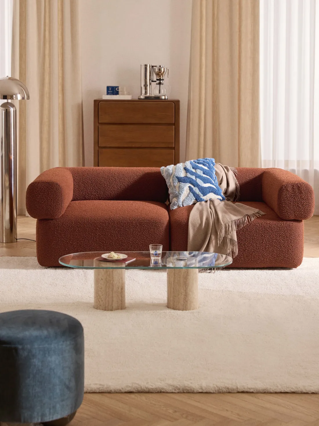 Sofá modular en tejido bouclé Anton (3 plazas)