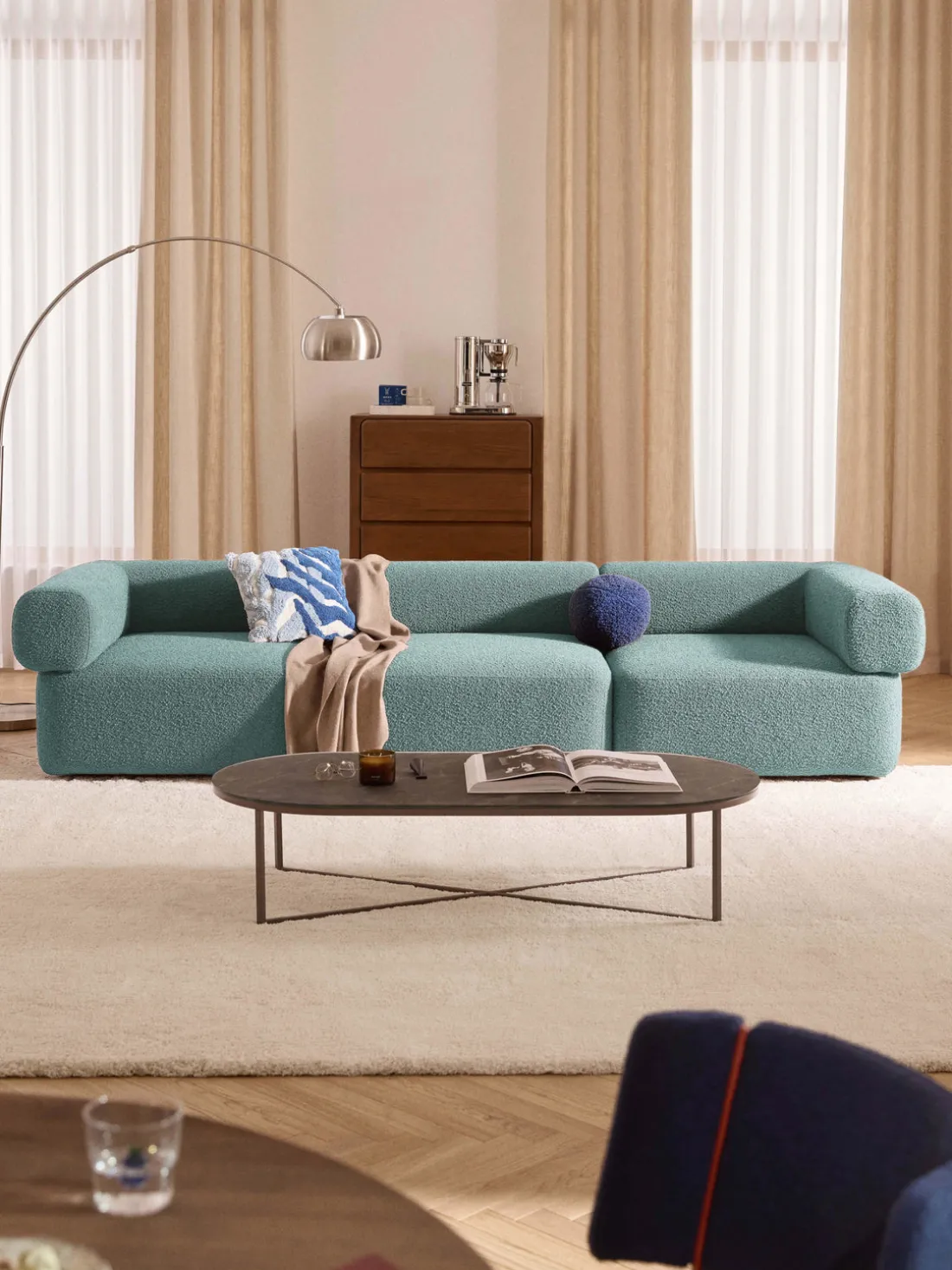 Sofá modular en tejido bouclé Anton (4 plazas)