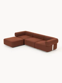 Sofá modular en tejido bouclé Anton (4 plazas), con reposapiés (izquierda/derecha)