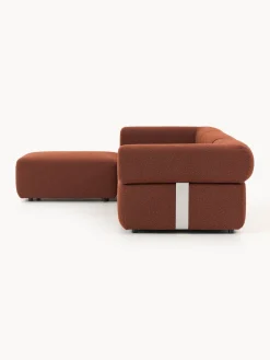 Sofá modular en tejido bouclé Anton (4 plazas), con reposapiés (izquierda/derecha)