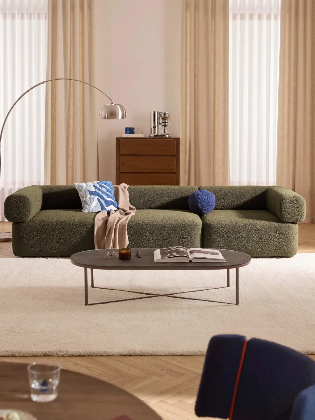 Sofá modular en tejido bouclé Anton (4 plazas)