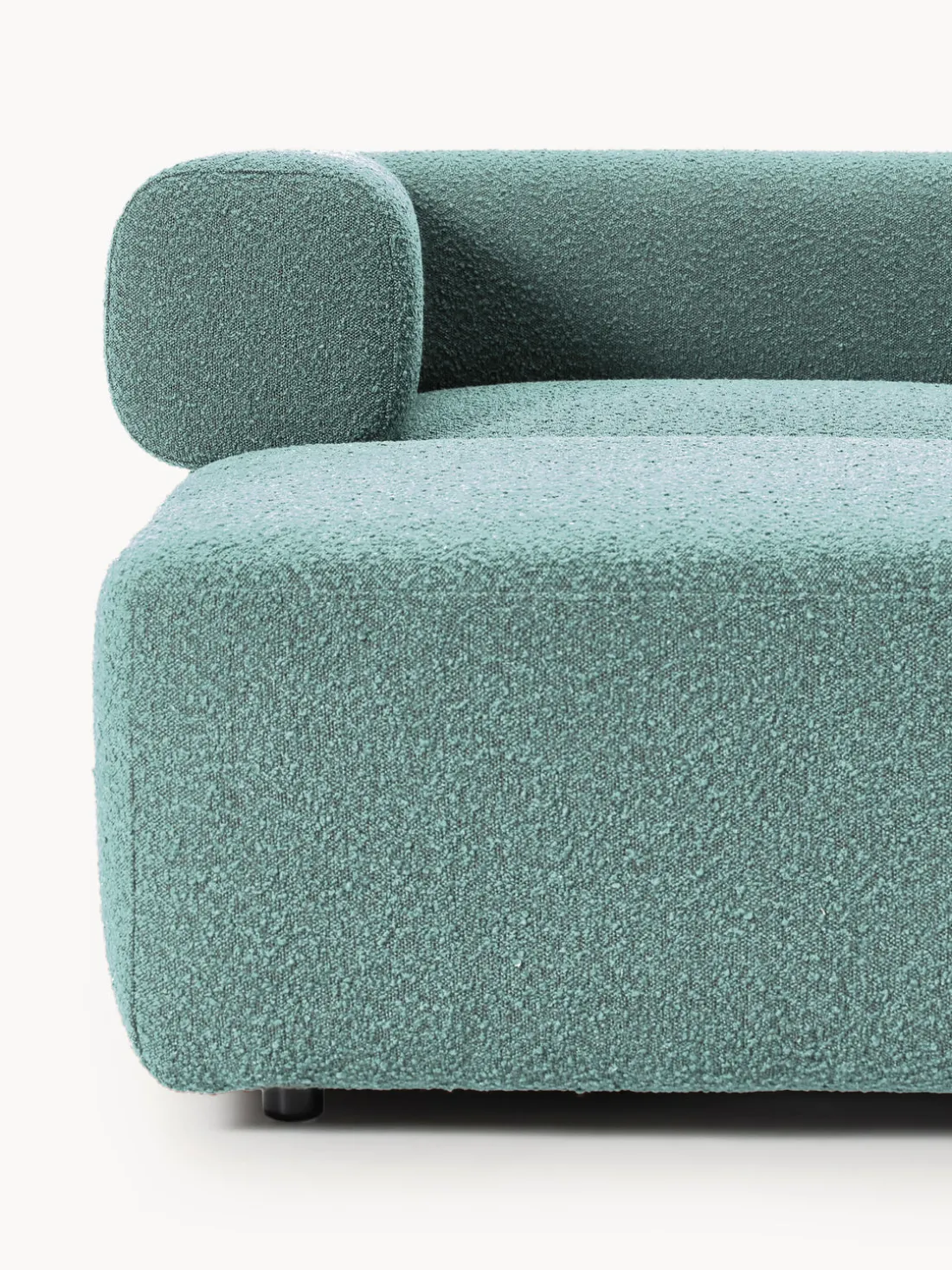 Sofá modular en tejido bouclé Anton (4 plazas), con reposapiés (izquierda/derecha)