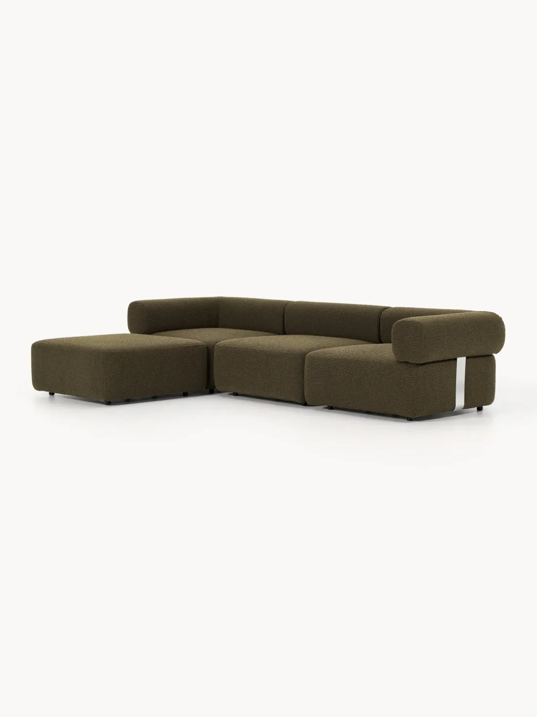 Sofá modular en tejido bouclé Anton (4 plazas), con reposapiés (izquierda/derecha)