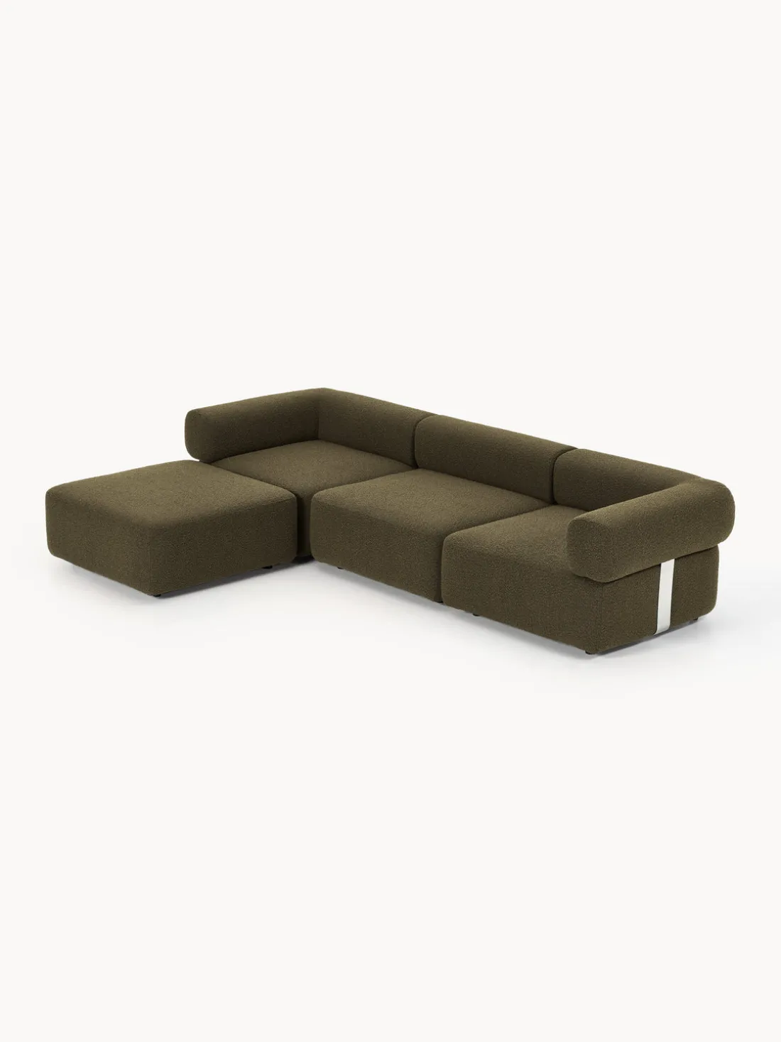 Sofá modular en tejido bouclé Anton (4 plazas), con reposapiés (izquierda/derecha)