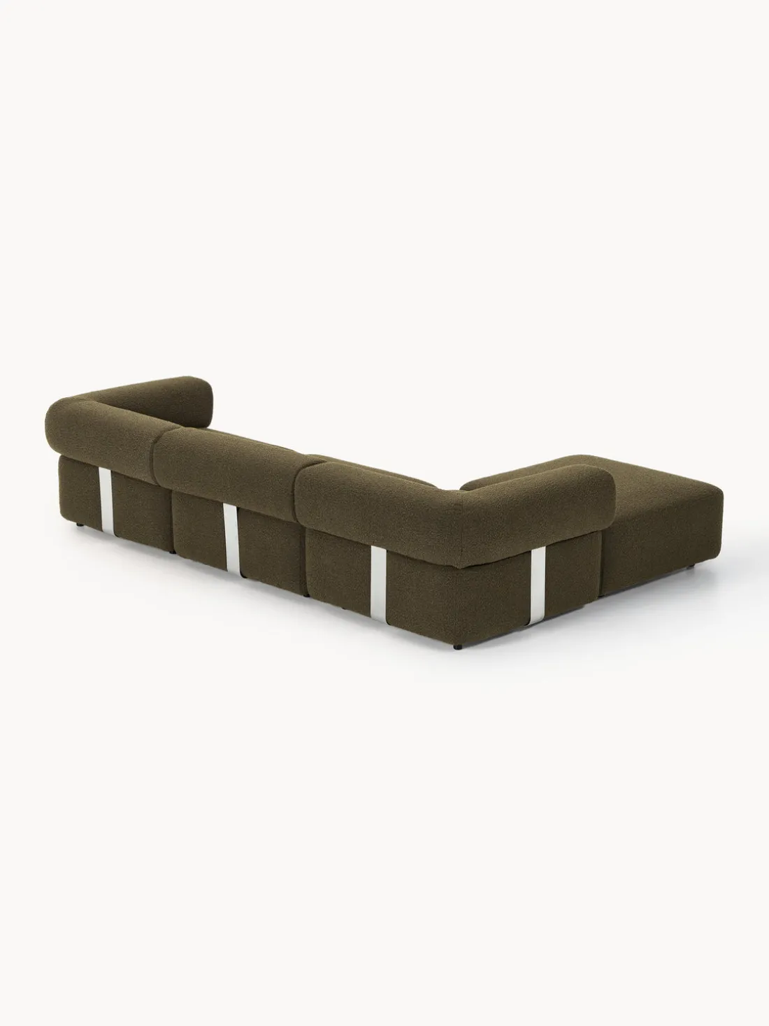 Sofá modular en tejido bouclé Anton (4 plazas), con reposapiés (izquierda/derecha)