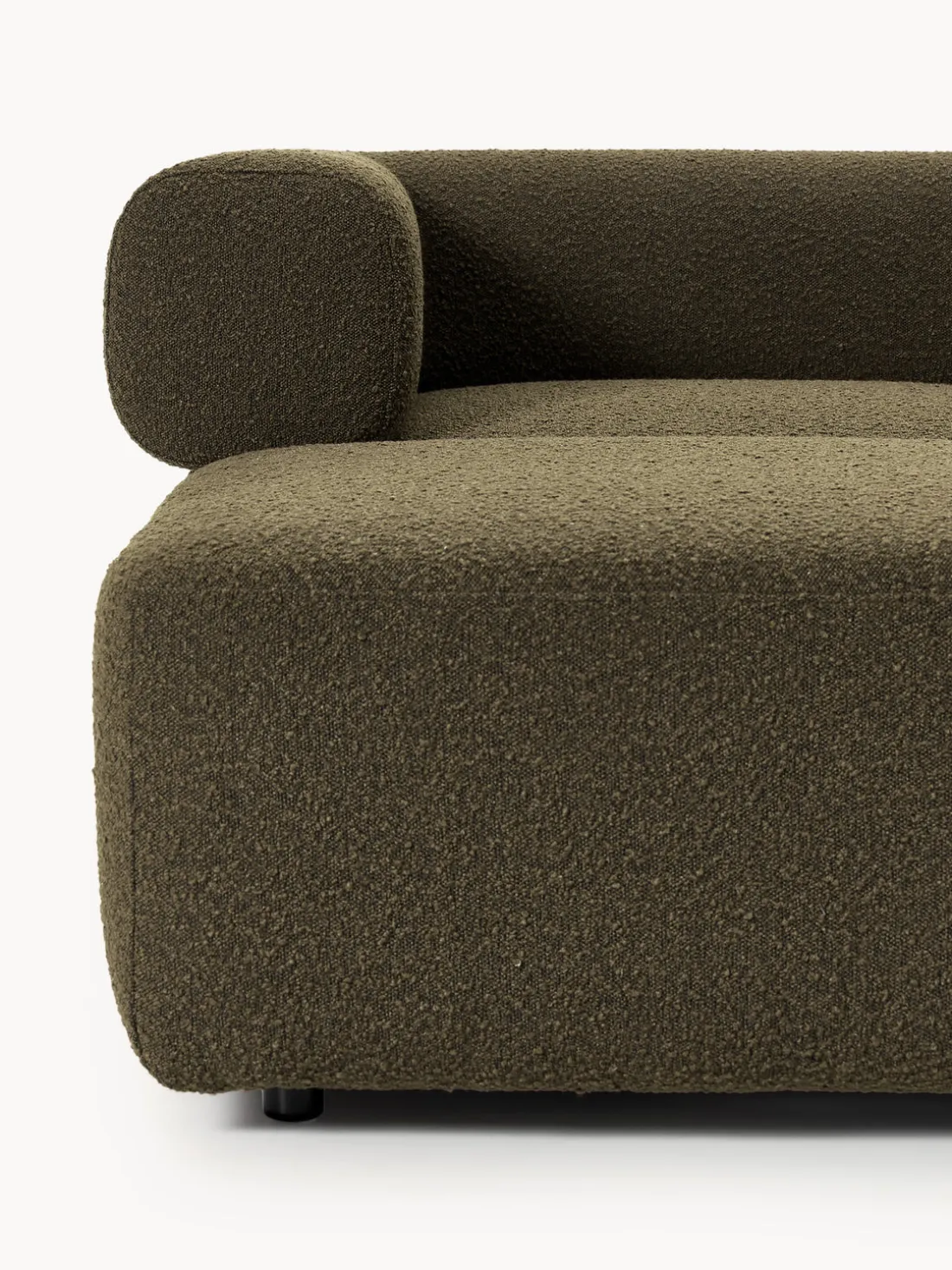 Sofá modular en tejido bouclé Anton (4 plazas), con reposapiés (izquierda/derecha)