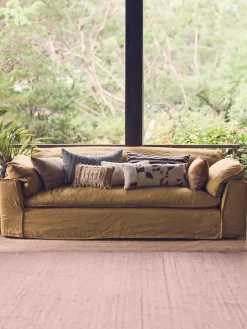 Sofá Nomad: 305 cm - lino, ocre (4 plazas)