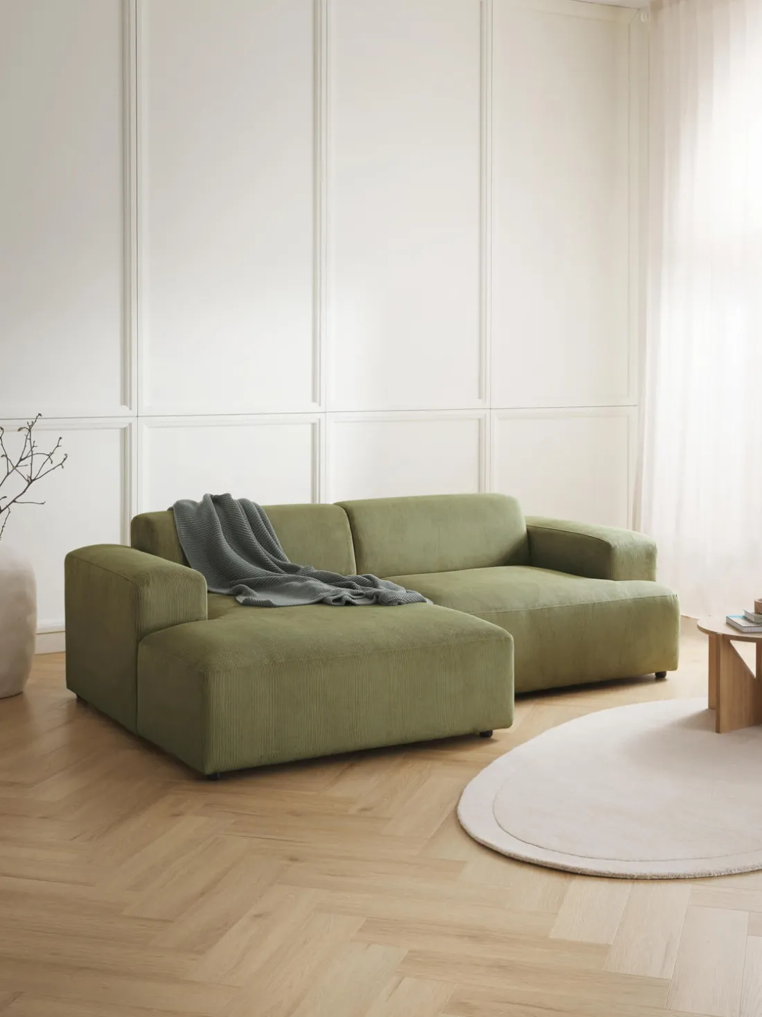 Sofá rinconera de pana Melva (3 plazas)