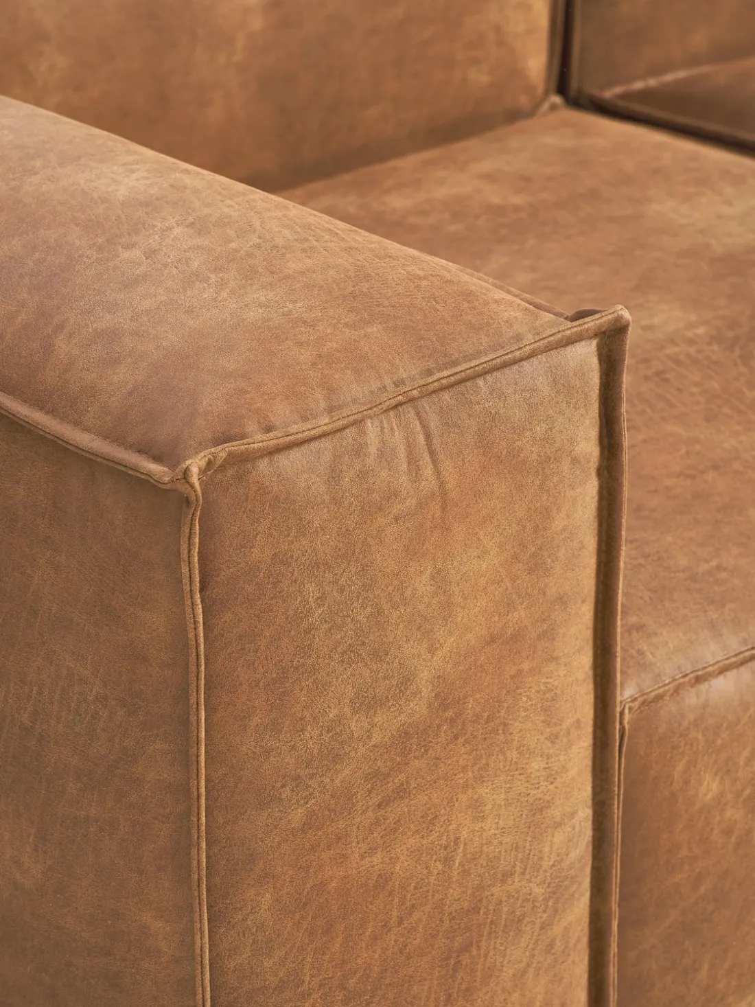 Sofá rinconera modular de cuero Lennon