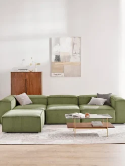 Sofá rinconera modular de pana con reposapiés izquierdo/derecho Lennon (4 plazas)