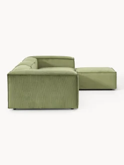 Sofá rinconera modular de pana con reposapiés izquierdo/derecho Lennon (4 plazas)