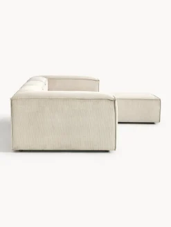 Sofá rinconera modular de pana con reposapiés izquierdo/derecho Lennon (4 plazas)