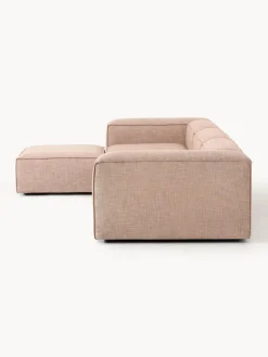 Sofá rinconera modular de mezcla de lino con reposapiés izquierdo/derecho Lennon (4 plazas)