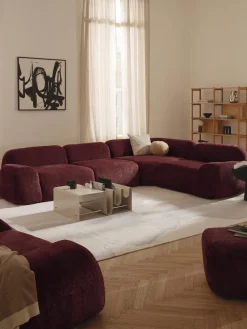 Sofá rinconera modular de borreguillo bouclé Wolke (4 plazas)