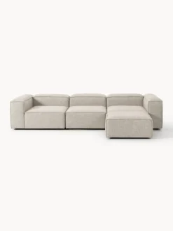 Sofá rinconera modular de mezcla de lino con reposapiés izquierdo/derecho Lennon (4 plazas)