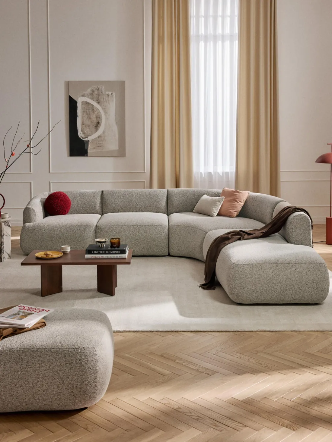 Sofá rinconera modular en tejido bouclé Sofia (4 plazas)