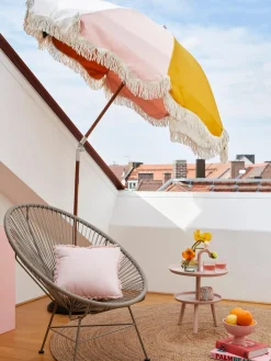 Sombrilla con flecos plegable Retro, Ø 180 cm