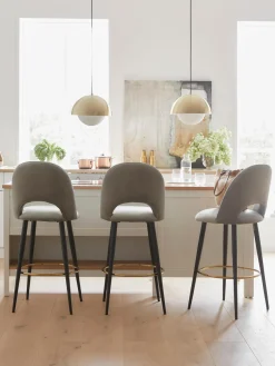 Taburete alto de terciopelo Rachel