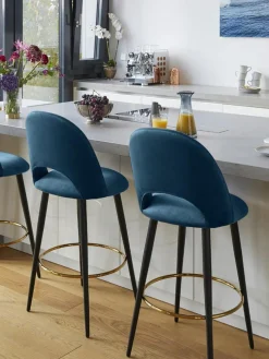 Taburete alto de terciopelo Rachel