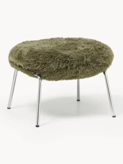 Taburete de cuero sintético con patas de metal Luan