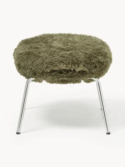 Taburete de cuero sintético con patas de metal Luan