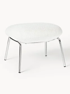 Taburete en tejido bouclé con patas de metal Luan