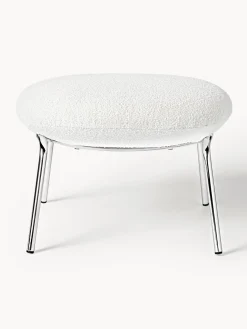 Taburete en tejido bouclé con patas de metal Luan